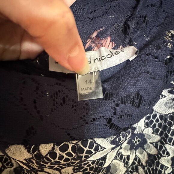 Danny & Nicole Womens Blue Lace Dress With Lining Size 14 NWT Sleeveless‎ sheer - Picture 6 of 16